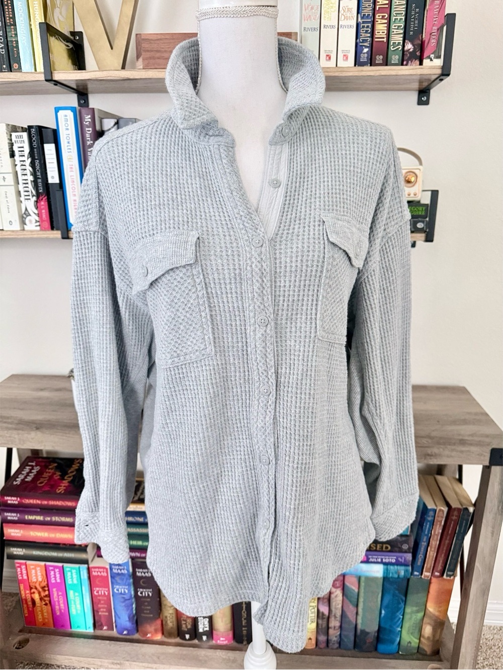 Aerie Waffle Button Down Shirt